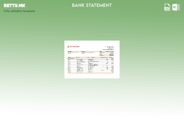 Модерен стил на ексел шаблон за извод од банка во Хонг Конг BEA